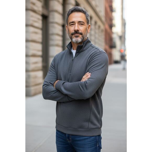 Pebble Beach men's performance golf 1/4 zip pullover, grey heather size Large - Picture 1 of 8